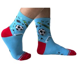 Himozoo Do not disturb I look football socks, Father's Day gifts for men, novelty socks gifts for teenage boys, son, funny gifts for dad, husband, grandpa, men, blue red