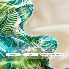 THXSILK Natural Mulberry Silk Pillowcase for Hair and Skin, Mulberry Silk Bed Pillow Cover with Hidden Zipper, 1pc Hypoallergenic Organic Silk Pillowcase (King 20"x36", Green Monstera Print)