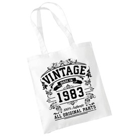 40th Birthday Gifts For Women - Cotton Tote Bag For Her - Funny Original Parts Born In 1985 - Present Bag Gift Wrapping - White