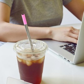 Reusable Collapsible Travel Portable Straw, Metal Straws Reusable Stainless Steel with Case 2 PCS