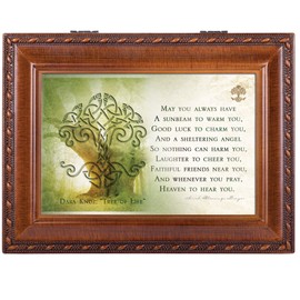 Cottage Garden Irish Prayer Always Have Shelter Woodgrain Rope Trim Jewelry Music Box Plays Irish Lullaby