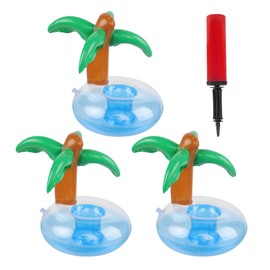 3 Pack Inflatable Drink Holders Pool Floats Bath Floaties Palm Tree Drink Float Hot Tub Cup Coaster for Hawaii Pool Party Summer Beach Party Supplies