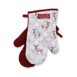Cooksmart British Designed Christmas Gauntlet Oven Gloves | Festive oven Gloves For All Type of Kitchens | Oven Mitts For Men & Women - Christmas Stag