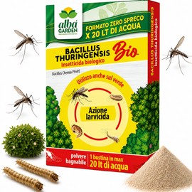 Albagarden - Insetticida Antizanzare Naturale Biologico - Bacillus Thuringiensis, Larvicida Per Disinfestazione Zanzare e Insetti da Giardino - Polvere x 10 gr
