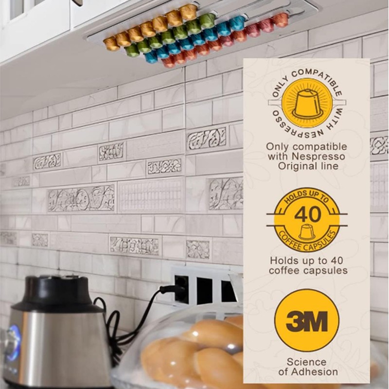 Coffee Capsule Holder Stainless Steel Wall Mounted Under Drawer Storage