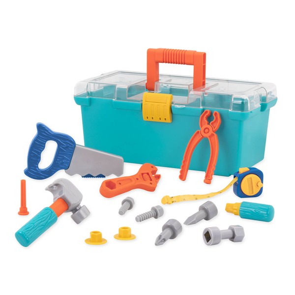 Battat – Builder Tool Box – Durable Kids Tool Set – Pretend Play Construction Tool Kit For Kids 3 Years+ (15-Pcs)