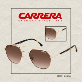 Carrera CA303/S 06J 53MM Gold Havana/HA Brown Shaded Sunglasses for Men for Women + BUNDLE With Designer iWear Complimentary Eyewear Kit