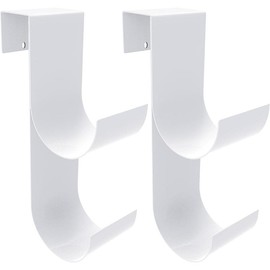 2 Count Pool Fence Hooks for Pool Equipment- White Heavy Duty Fence Hooks for Pool Poles- Slipe-on Fence Hanger for Pool Hose Pool Skimmer, Fit 3/4 Inch to 1-1/4 inch Railing Organiser Hangable - Color: White-2Pcs
