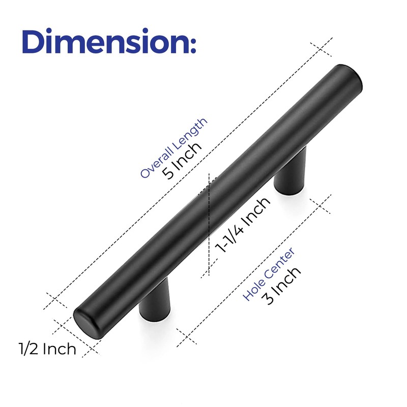 Ravinte 25 Pack | 5'' Matte Black Cabinet Pulls Stainless