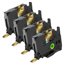 NineLeaf 4 Pack Compatible Label Tape Replacement for Brother TZe TZe-831 TZ-831 TZ831 Black on Gold Laminated Tapes 12mm 0.47'' x 26.2 ft Work with P-Touch PT-D210 PTD400AD PTH110 D600 Label Maker