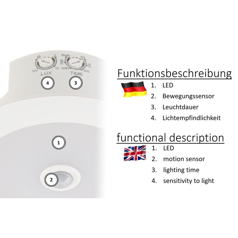HUBER LED Downlight [6 W 900 lm] with PIR Motion