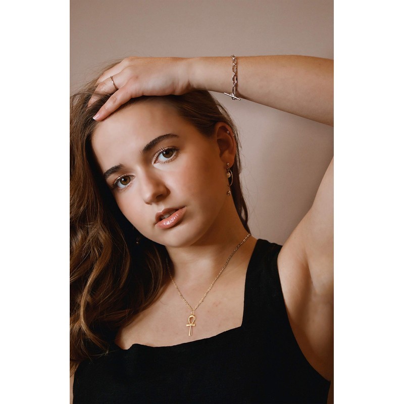 VACRONA Cross Pendant Necklace for Women, 14K Gold Plated Dainty