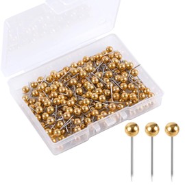 400pcs Map Push Pins, Round Head Map Tacks Small Short Pin for Travel Gold Thumb Tacks for Office Cork Board Bulletin Photo Picture Home DIY Craft