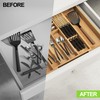 Thalomely Bamboo Kitchen Drawer Organizer, Expandable Utensil Organizer with Removable