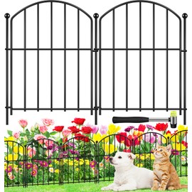 Decorative Garden Fence 17in (H) x15ft (L), Arched Rustproof Metal No Dig Fence for Dogs & Rabbit, Ornamental Animal Barrier for Flower Beds, Border Panels Fencing for Yard & Patio Outdoor Decor