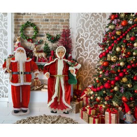 Fraser Hill Farm 58-in. Dancing Santa with Naughty & Nice List, Gifts and Toy Sack, Life-Size Christmas Holiday Indoor Home Decor, FASC058D-11RED