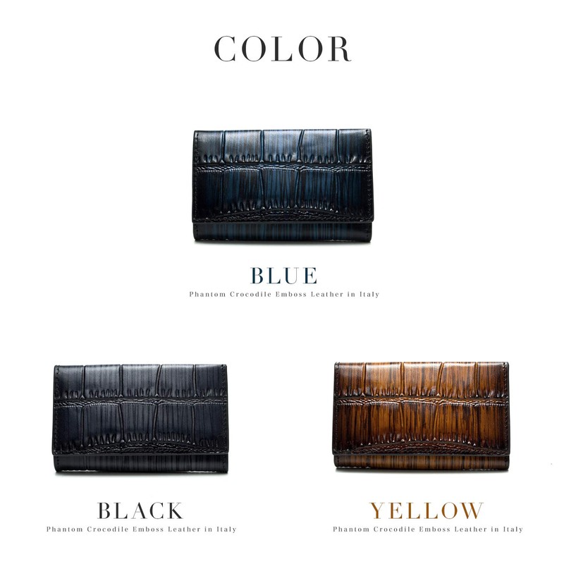 India, Made in Italy, Crocodile Embossed Phantom Leather, Key Case,