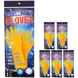 ADULTS YELLOW LATEX SAFETY GLOVES X12 PAIRS - INDUSTRIAL HYGIENIC HAND PROTECTION – DURABLE EVERY DAY USE GLOVES - LARGE