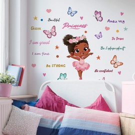 Lekabee Ballet Girl Inspirational Wall Stickers,Butterfly Motivational Wall Decals Removable Vinyl Peel and Quotes for Teens Girls Kids Nursery Bedroom Children’s Room Art Decor-B