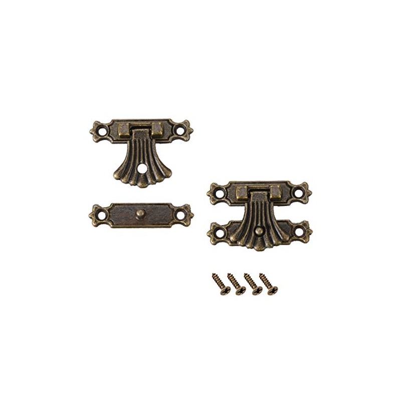 uxcell 2 Sets Wood Case Chest Box Rectangle Clasp Closure