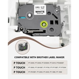 XemaX 6-Pack Tze 18mm 0.7" Label Tape Compatible for Brother P Touch Label Tape 3/4 Inch Tz Tape 18mm Laminated Colored Label Maker Tape for PTD400 PTD610BT PTD410, White/Clear/Red/Blue/Yellow/Green