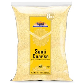 Rani Sooji Coarse (Farina, Suji, Rava, Rawa, Wheat Semolina) Flour 128oz (8lbs) 3.63kg Bulk ~ All Natural | Vegan | NON-GMO | Kosher | Indian Origin