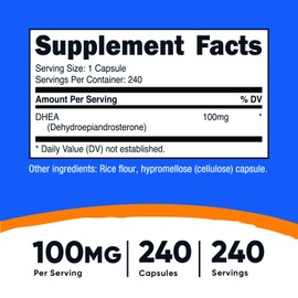 Nutricost Nutricost DHEA 100mg, 240 Capsules - Gluten Free, Soy Free, Non-GMO, Supplement