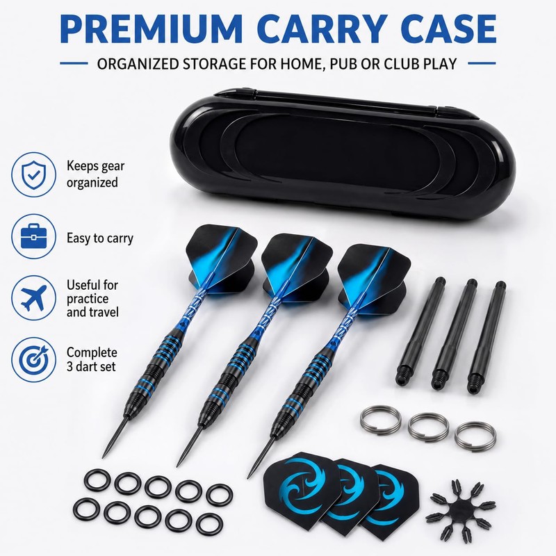 WayArrival Steel Tip Darts 24g, 3 Pack with Case and