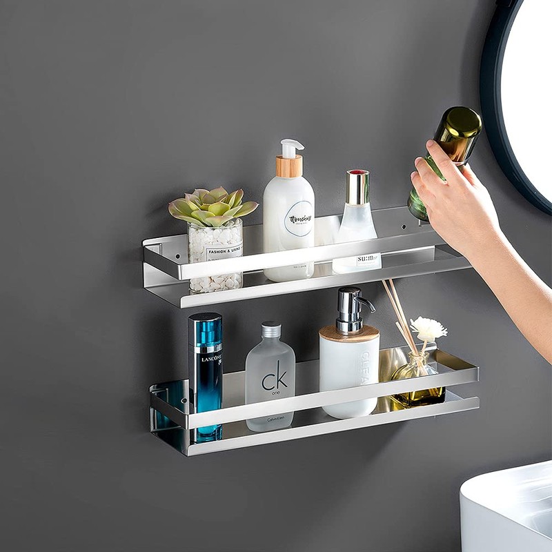 CONRUSER Wall Mounted Spice Rack, Stainless Steel Kitchen Organizer Shelves