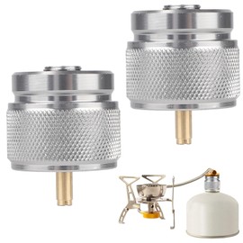 2pcs Camping Stove Adapter, Outdoor Cylinder LPG Canister Adapter Camp Fuel Gas Converter for Backpacking Stove Portable Burner Heater (Silver)