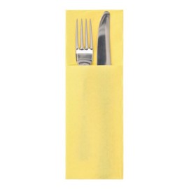 50 Cutlery Pockets Napkins 'Daily Collection' 48 cm x 30 cm Yellow with Cutlery Fold