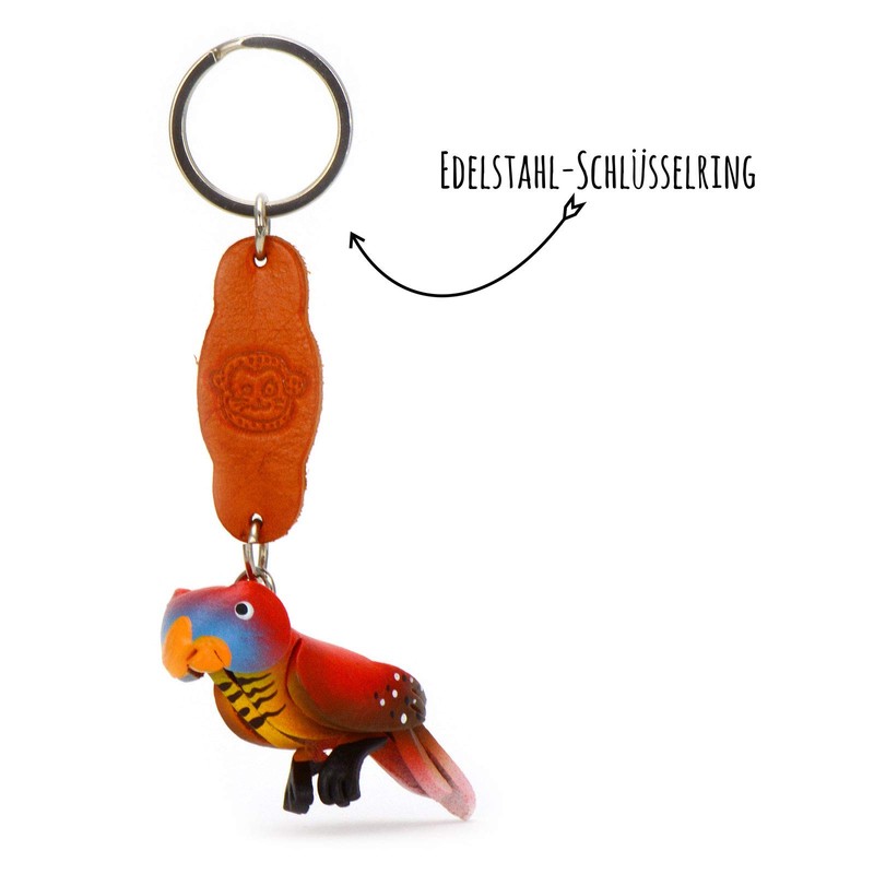 MONKIMAU Women's Leather Keyring Parrot Figure