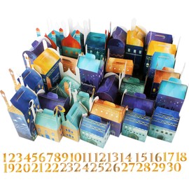 OASHISU 30 PCS 3D Ramadan Eid Mubarak Treat Boxes with Number Stickers, for Eid Mubarak Goodie Paper Boxes,Ramadan Kareem Boxes, School Classroom Party Favor Decorations