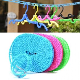 Multi-purpose Portable Camping Non-slip Clothesline with Hooks Random Color 9ea