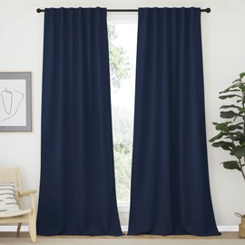 NICETOWN Window Treatment Blackout Curtains - (Navy Color) 52 inches W by 95 inches L Each Panel, Set of 2, Blackout Drape Panels for Villa, Hall