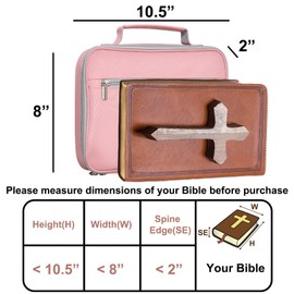 HAWGON Bible Cover for Women - Bible Case for Men,Multi-Functional Carrying Organizer,Large Book Case,Bible Study Supplies with Detachable Pen Slots for Church, Office, Travel (Pink)