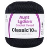 Coats Crochet Aunt Lydia's Crochet, Cotton Classic Size 10, Black