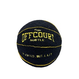 Tezimjia 2023 New Offcourt Basketball Pillow,11" Basketball Shaped Pillow Teddy Fleece Embroidered Basketball Throw Pillow Fuzzy Plush Toy Gifts for Kids Boys Girls (Black)