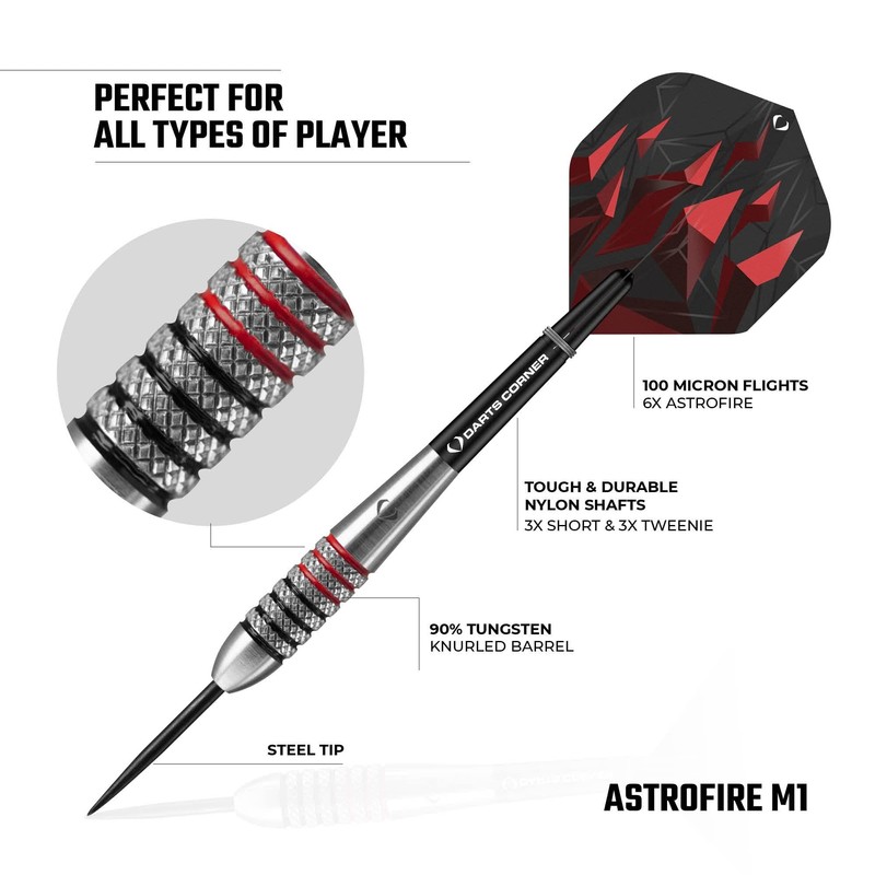 Darts Corner Astrofire Darts | Knurled Steel Tip Dart Set