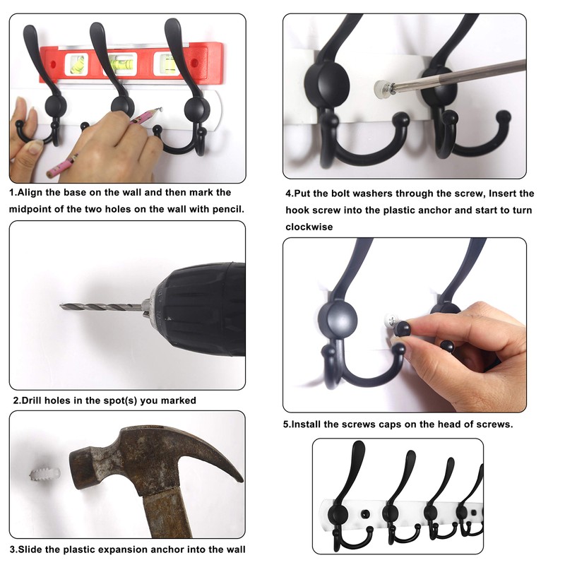 WEBI Coat Rack Wall Mount,Coat Hanger Wall,Coat Hooks Wall Mounted,5