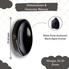 Black Agate Worry Stones – Crystal Thumb Worry Stone for Anguish, Stress – Relaxing & Soothing Balance Stones for Meditation, Relief – Healing Stones & Crystals for Men, Women