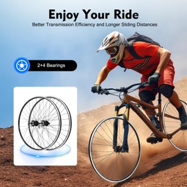 29 Inch Mountain Bike Wheelset, Aluminum Alloy Dual-Six-Hole Disc-Brakes with Detachable Design,MTB Wheelset,Quick Release Front+ Rear Wheels Bike Wheels,Fit Cassette Bicycle Wheelset(Black)