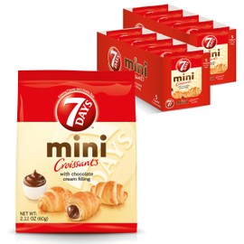7Days Mini Croissant Pouches, Chocolate Filling, Individual Size Snack Bag, On the Go Bakery Snacks (2.12oz, Pack of 10)