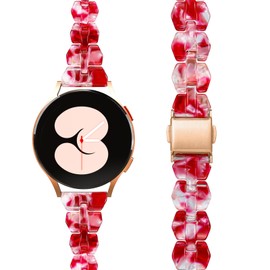 BAIHUIAM Resin Bands Compatible with Galaxy Watch 7/6/5/4/FE Band 40mm 44mm Women, Slim 20mm Band for Galaxy Watch 6/4 Classic 43mm 47mm 42mm 46mm, Red