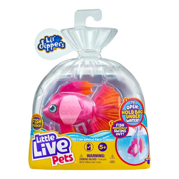 Little Live Pets 26406 Lil' Dippers: Marina Ballerina | Interactive Toy, Magically Comes Alive in Water, Feed and Swims Like A Real Fish