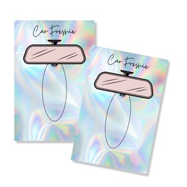 Car Freshie Cardstock Bag Inserts |30 pk| Faux Holographic Background with Rear view Mirror for Holographic Bags 5.5 x 8.5” inches print fits inside 6x9” Bags for Car Freshie Clear Window Supplies