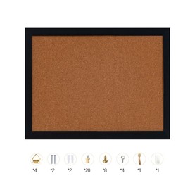 Cork Notice Board Bulletin Vision Boards,40 * 30cm 1/2" Thick Wall Mounted Notice Pin Board Memo Message Pictures Planner Display Organiser Wood Frame Corkboard with Screws Push Pins (Black Frame)