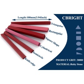CHEERBRIGHT 6PCS 3000# Ruby Whetstone Sharpening Stone Set, Variety of Shapes