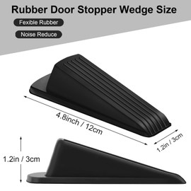 Beieverluck 12 Pack Door Stoppers for Bottom of Door Rubber Door Stop Wedge Sturdy Stackable Door Stops for Floor Wall Carpet Heavy Duty Door, Black