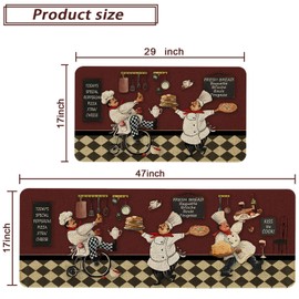 Farmhouse Kitchen Mat Set of 2 Non Slip Farmhouse Chef Kitchen Rugs for Floor Rustic Low-Profile Washable Home Decor Kitchen Mats 17x47 Inch and 17x29 Inch